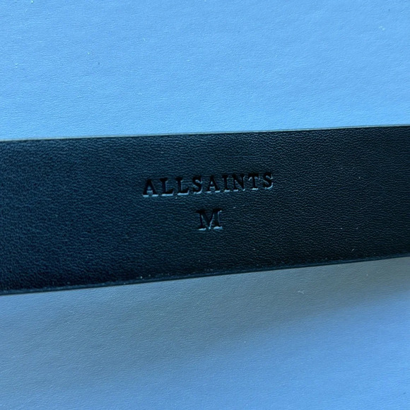 All Saints Black Leather Belt with Gold Buckle main image 3
